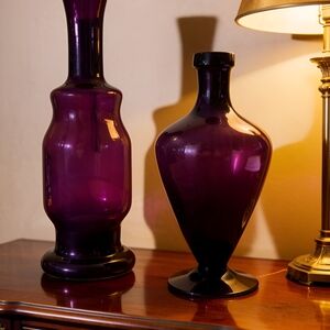 Elegant Purple Glass Vase Set